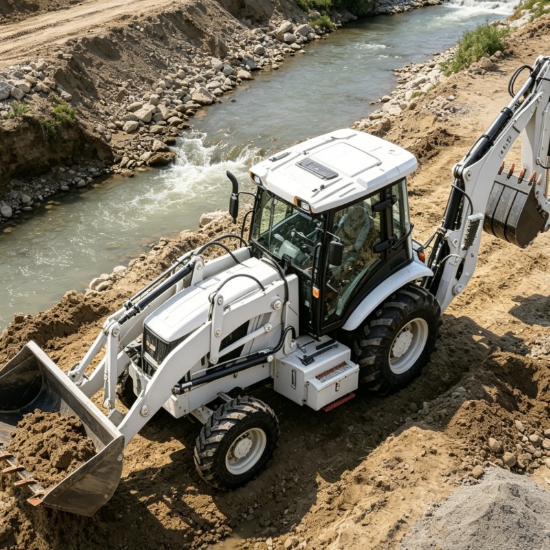 Heavy Equipment Work - ローダーバックホー工業用グレード4x4ホイール駆動土工機械油圧式溝堀り重機現場作業用