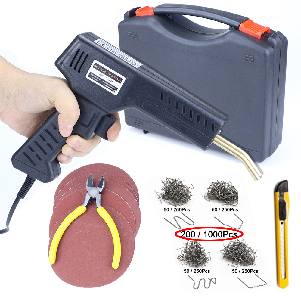 Portable Welding Generator - 50Wプラスチック溶接機キット、1000/200PCSステープル、ホットホッチキスキット、プラスチック溶接機ガン、車のバンパー修理、プラスチック修理、ポータブル