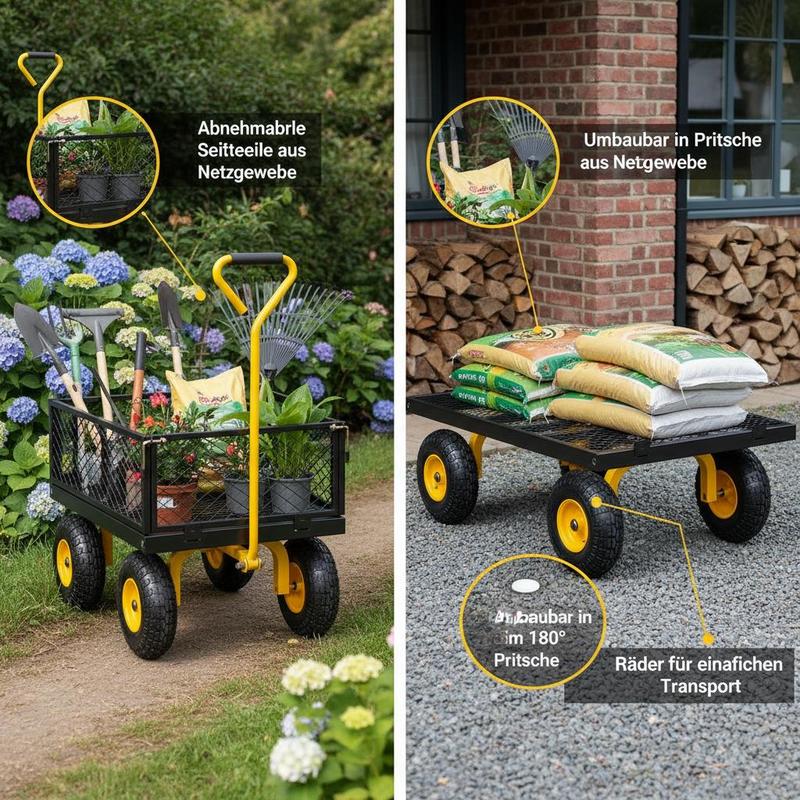 スチール製ガーデンカート 900ポンド耐荷重 庭仕事 芝生管 - Heavy Equipment Work のレビューと価格