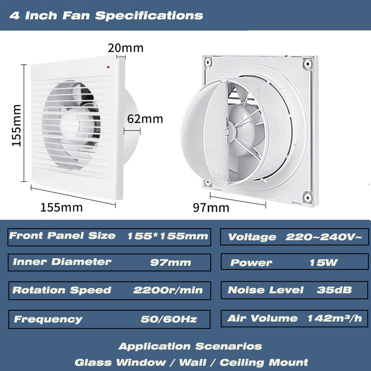 4インチ静音窓取り付け排気ファン（逆風ダンパー付き）、浴室ト - Exhaust Fan Industrial のレビューと価格